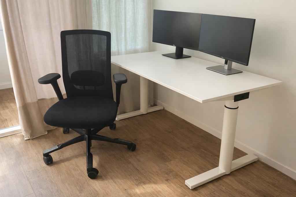 HAG Futu Mesh Bureaustoel & Gispen Bureau (120cm, wit), Huis en Inrichting, Bureaustoelen, Ophalen, Gebruikt, Zwart, Bureaustoel