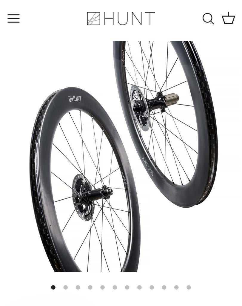 Hunt 65 Carbon Aero wielset disc, Ophalen of Verzenden, Zo goed als nieuw, Carbon