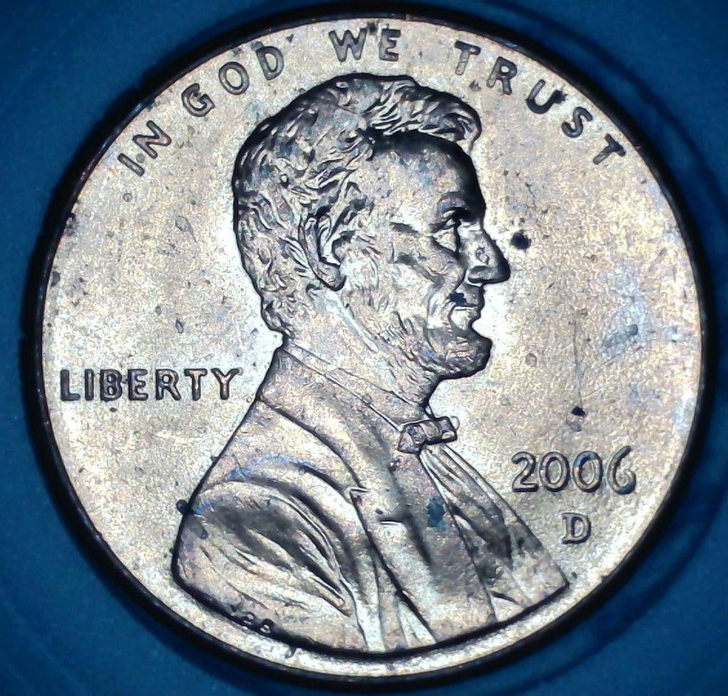 2006-D  Lincoln cent Die chips reverse, Ophalen of Verzenden, Losse munt
