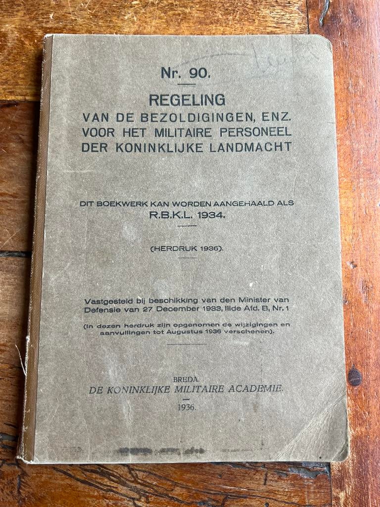 Nederlands voorschrift mobilisatie salaris betaling officier, Verzamelen, Ophalen of Verzenden, Nederland
