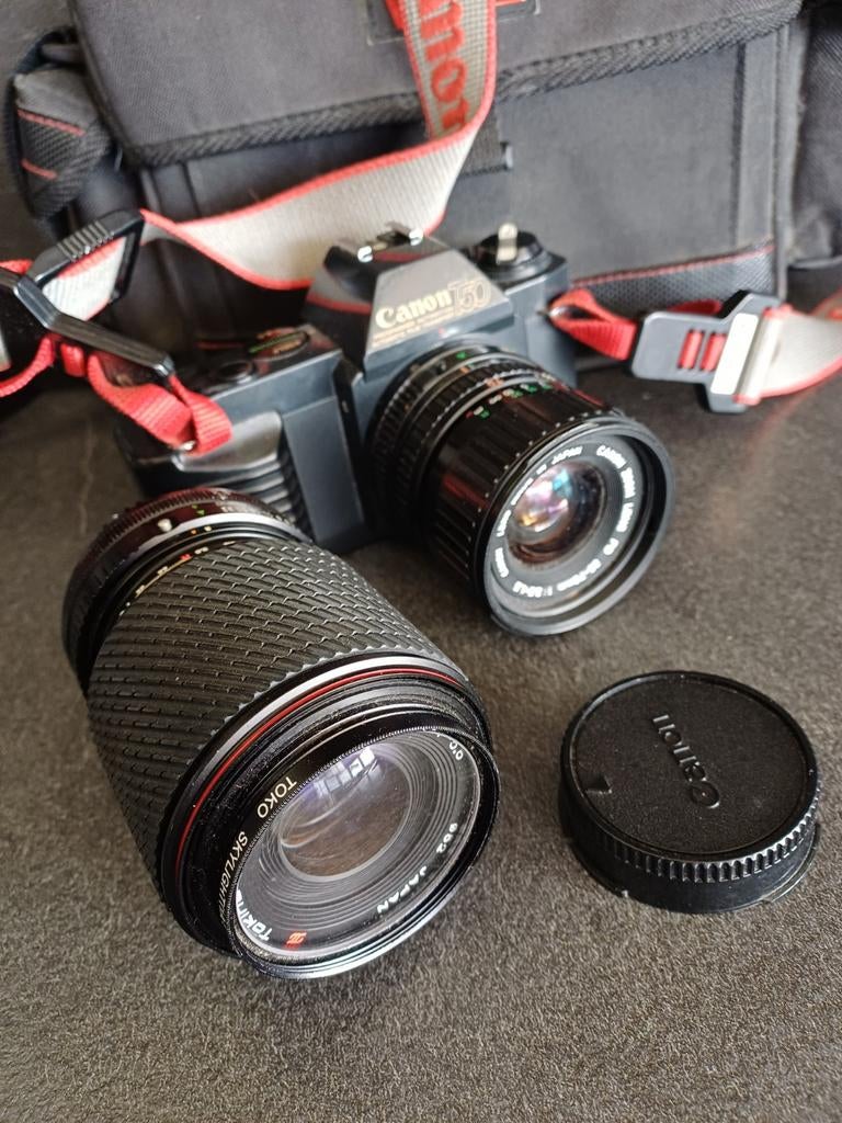 Canon T50 Analoge Spiegelreflexcamera met 2 Lenzen voor € 45, Ophalen, Gebruikt, Spiegelreflex, Canon