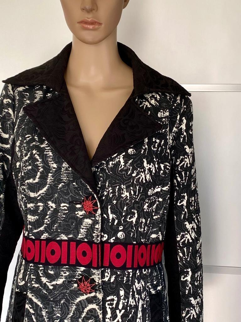 J492 101 Idees maat 40=M tussenjas jas trenchcoat zwart/wit, Maat 38/40 (M), Zwart, Ophalen of Verzenden, Zo goed als nieuw