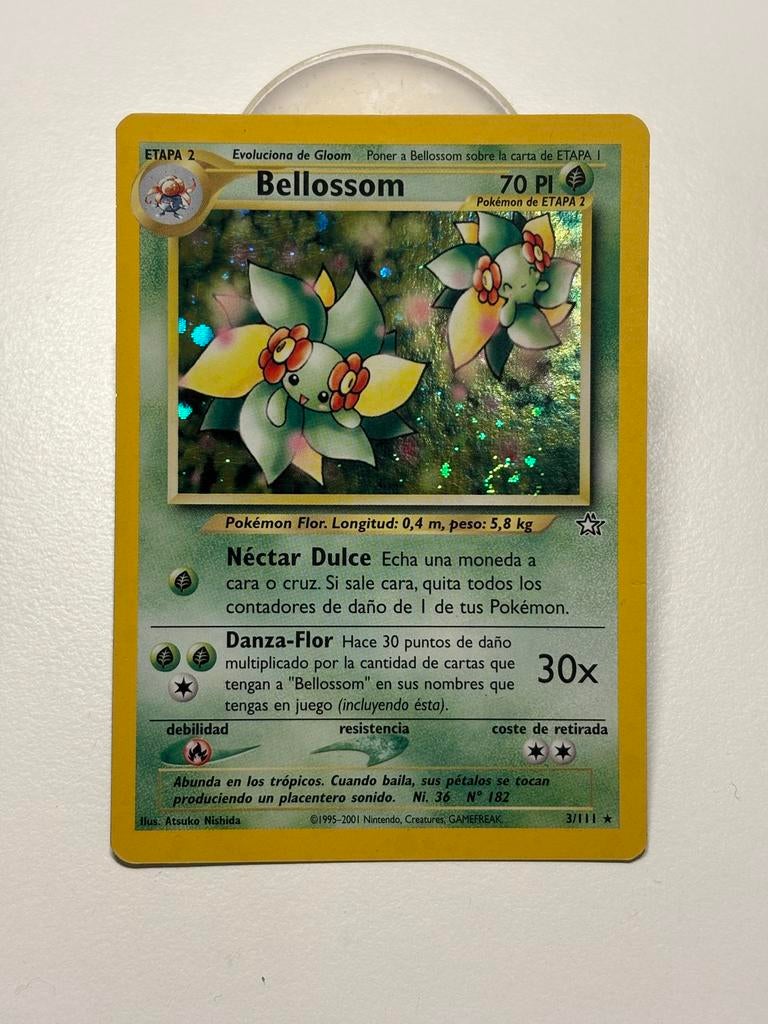 Bellossom Pokémon kaart Neo Discovery (Spaans)!, Ophalen of Verzenden, Zo goed als nieuw, Losse kaart, Foil