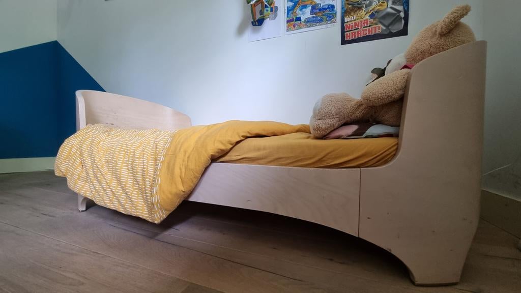 Leander meegroeibedje, Kinderen en Baby's, Kinderkamer | Bedden, Ophalen, Gebruikt, Minder dan 140 cm, Matras