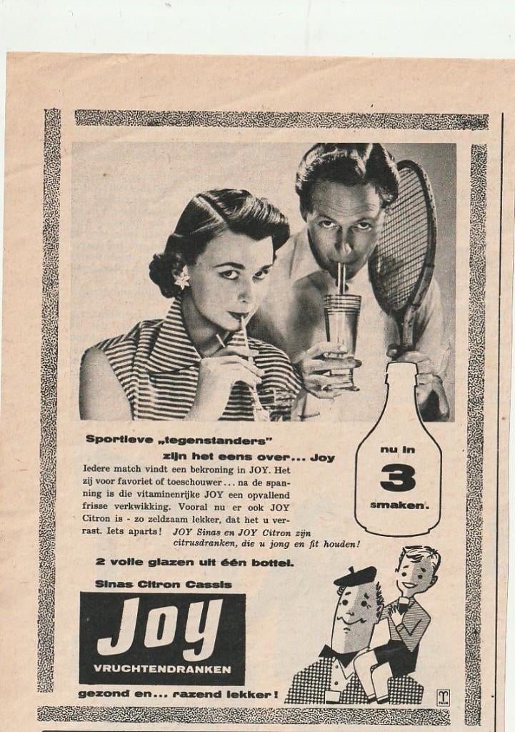 Retro reclame 1956 Joy frisdrank razend lekker, Verzenden, Overige typen