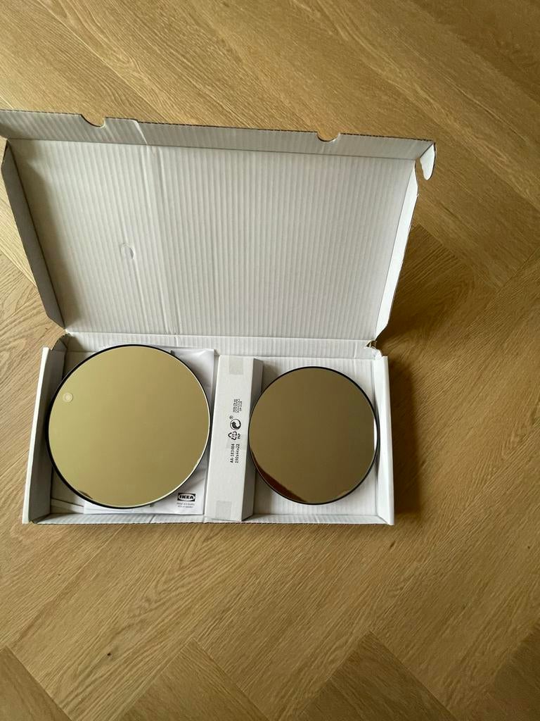Set van 2 IKEA Plombo spiegels, Ophalen, Minder dan 50 cm, Rond, Nieuw