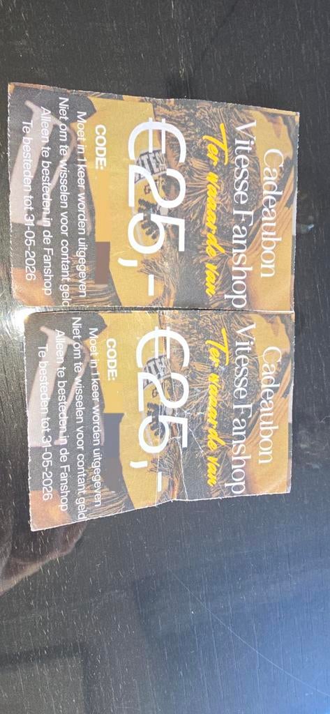 Vitesse cadeaubon, Tickets en Kaartjes, Eén persoon, Cadeaubon