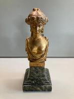 Jugendstil bronzen buste antiek, Ophalen of Verzenden