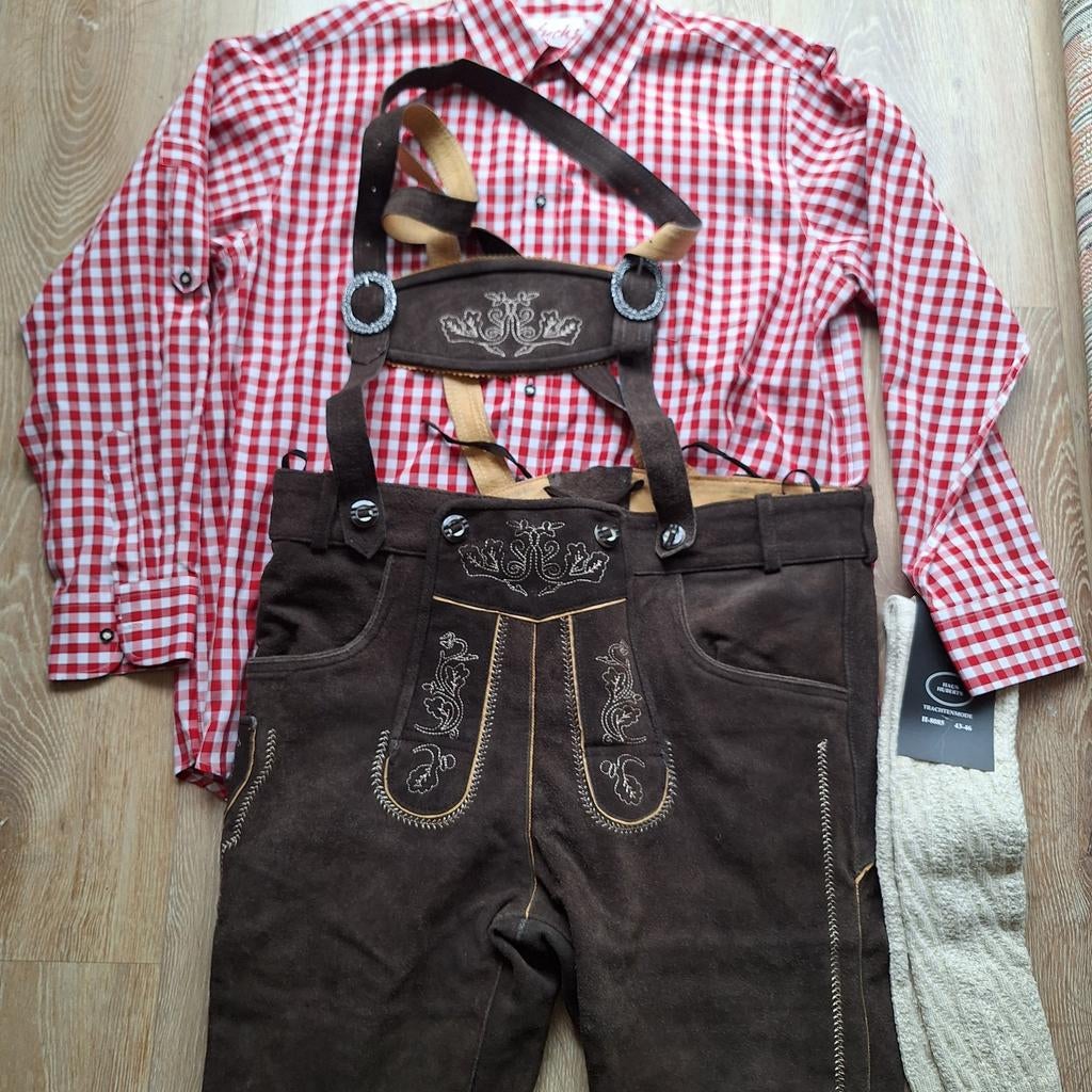 Lederhose 54 Tiroler overhemd kousen oktoberfeest, Kleding | Heren, Ophalen, Zo goed als nieuw, Maat 52/54 (L), Overige thema's