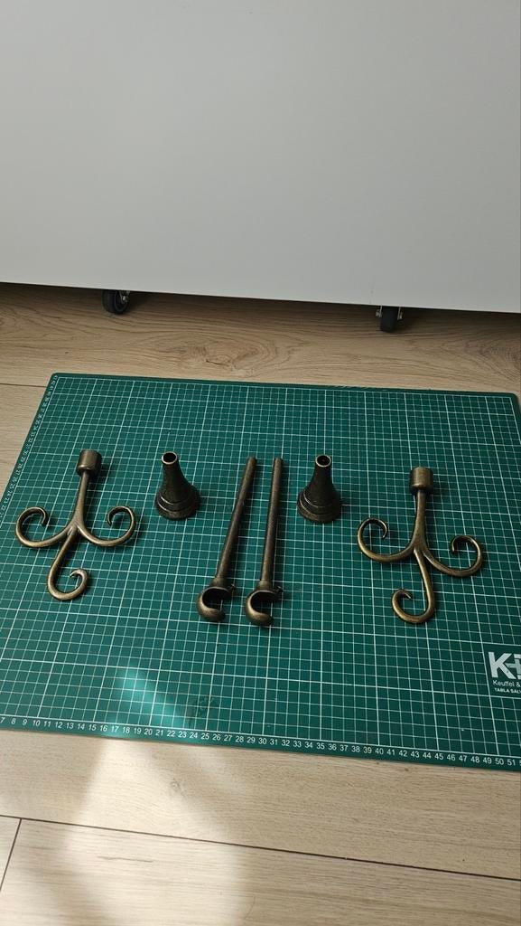 Messing gordijnhouders - Vintage stijl, Vintage, Gebruikt, Ophalen of Verzenden, Goud