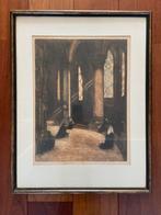 Ingelijste schilderij van een kerkinterieur, Antiek en Kunst, Ophalen