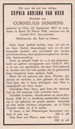 Hoek Sophia 1867 Gilze 1948 Bavel, Ophalen of Verzenden, Bidprentje