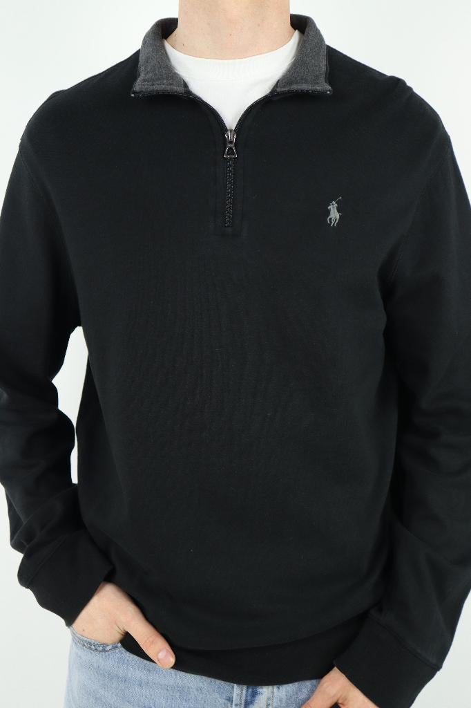 Ralph Lauren trui met kwart rits - M, -, Maat 48/50 (M), Zwart, -