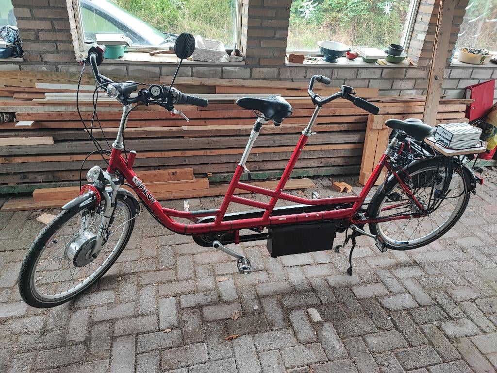 Tweezitter fiets tandem met accu, Fietsen en Brommers, Fietsen | Tandems, Minder dan 10 versnellingen, Gebruikt, Vering, 55 cm of meer