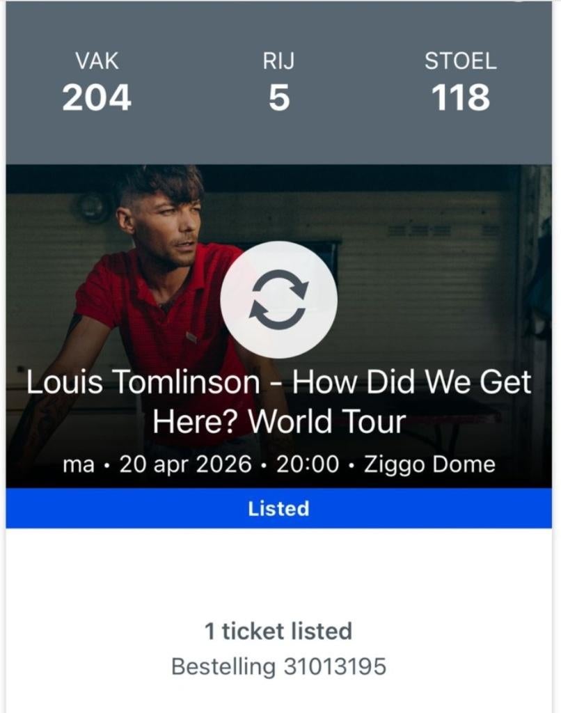 concert Louis Tomlinson, Twee personen, April