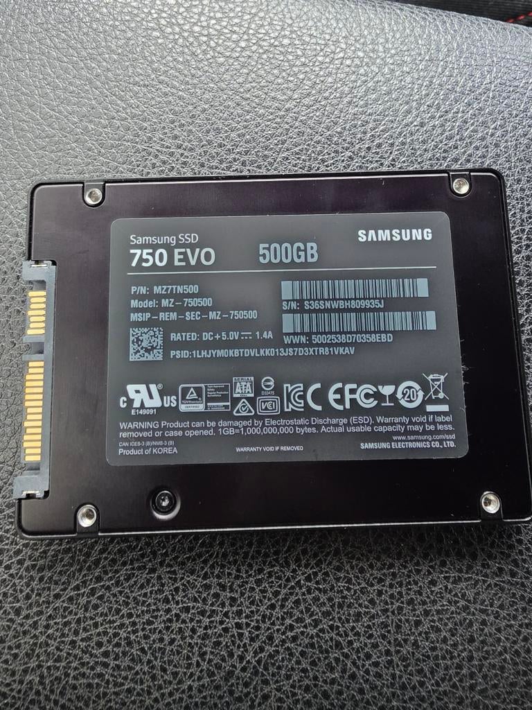 Samsung ssd 750 evo 500gb, Computers en Software, Harde schijven, Ophalen of Verzenden, Laptop