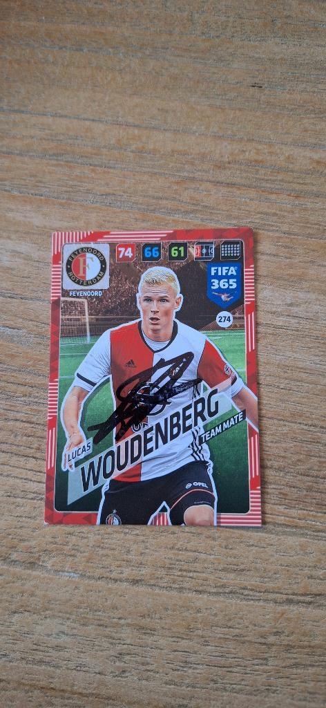 Panini trading card met handtekening; Woudenberg # Feyenoord, Ophalen of Verzenden, Nieuw, Feyenoord, Spelerskaart