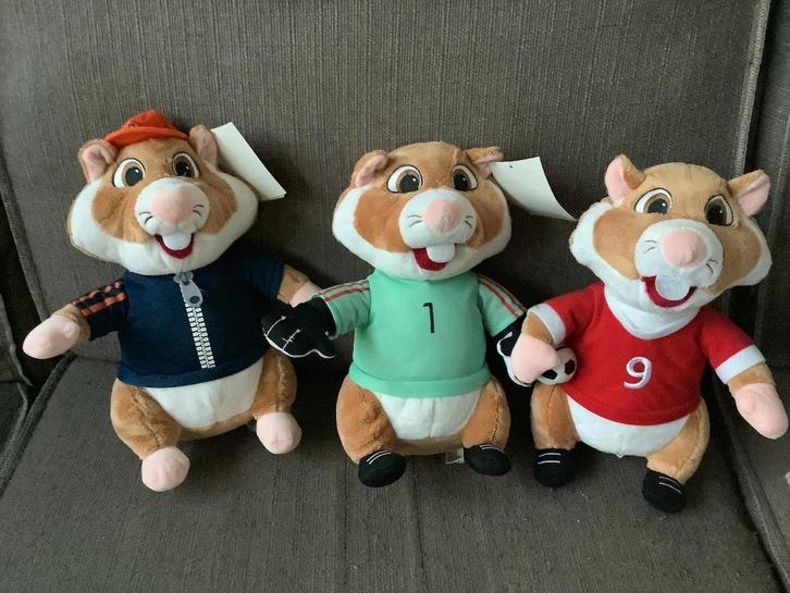3x hamster voetbal, 1 keeper, 1 coach, 1 met bal 4,=/stuk, Kinderen en Baby's, Speelgoed | Knuffels en Pluche, Nieuw, Overige typen