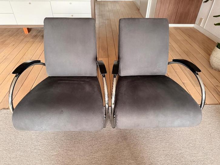 2 x Design Fauteuil GELDERLAND 5770 Zwart, Huis en Inrichting, Fauteuils, Zo goed als nieuw, Metaal, Stof, 50 tot 75 cm, 75 tot 100 cm