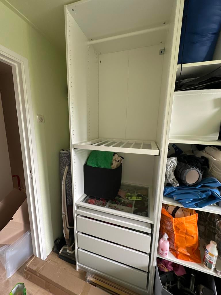 Pax kast 75x236x58 cm met lades en broekenrek, Gebruikt, 200 cm of meer, Glas, Met lade(s)