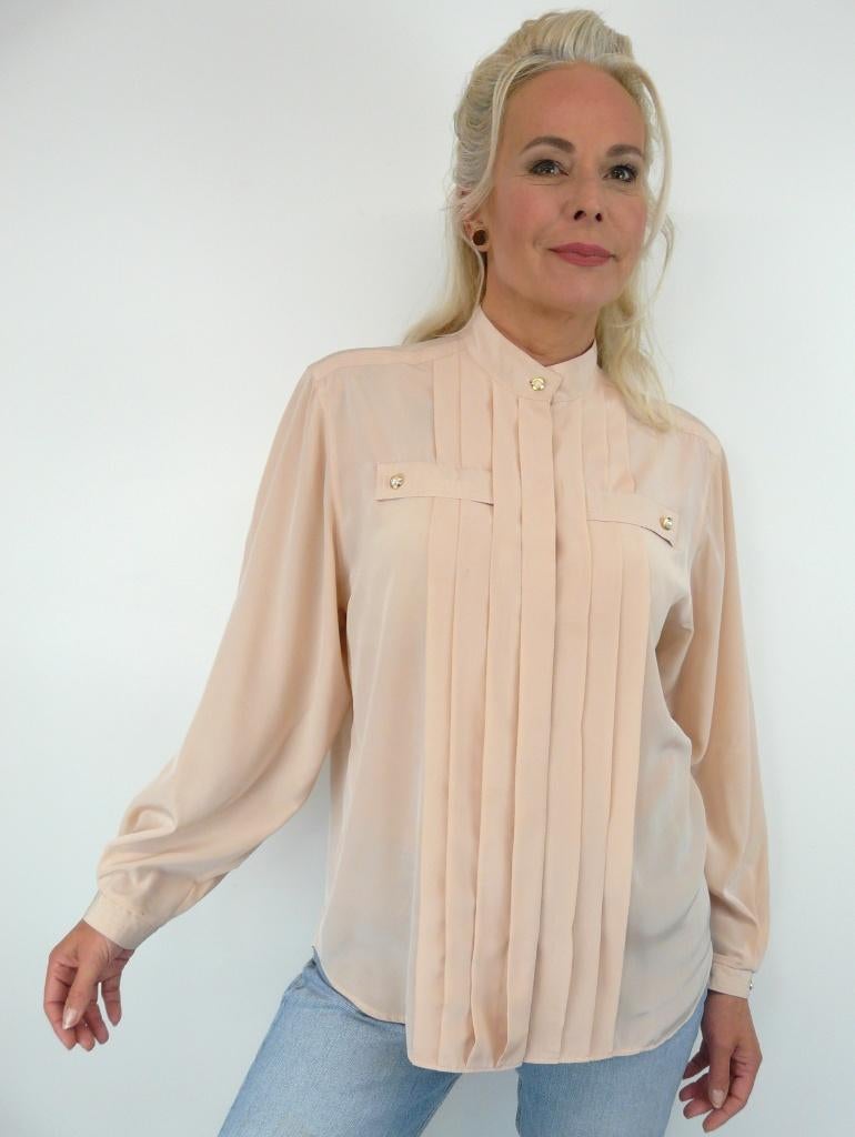 *Abfab Vintage Elegante Poederroze Blouse uit Finland L*, Maat 42/44 (L), Ophalen of Verzenden, Zo goed als nieuw, Roze