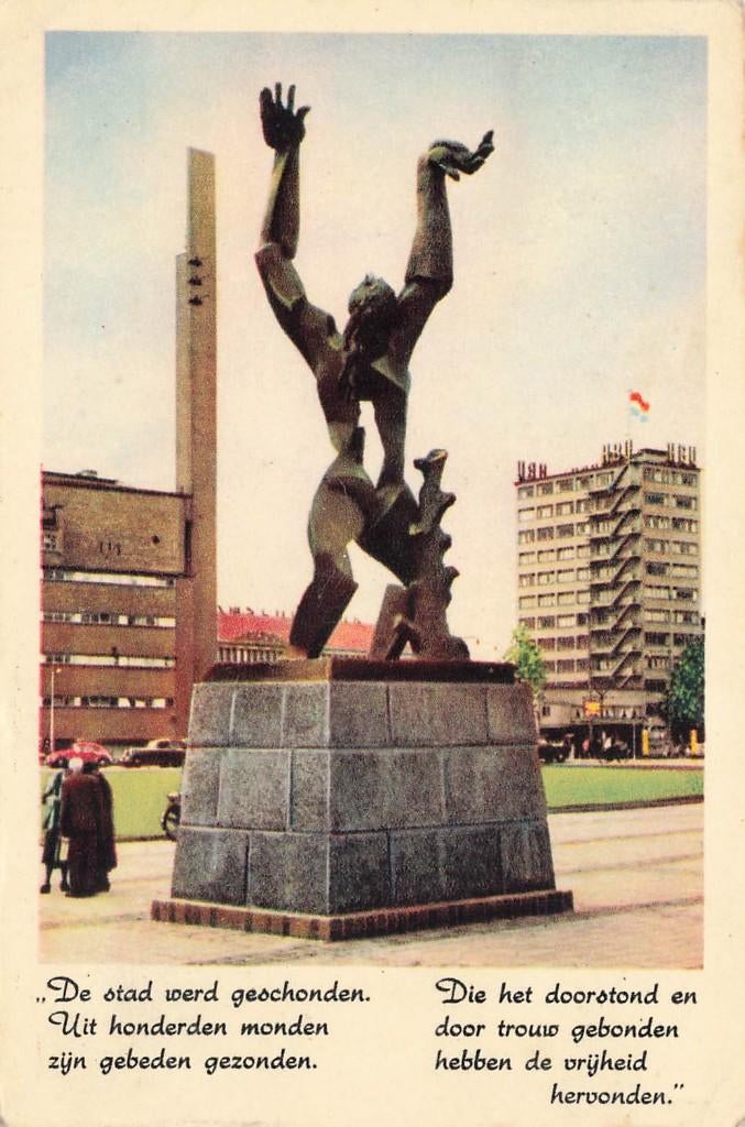 Rotterdam, Monument De Verwoeste Stad, Ophalen of Verzenden, 1940 tot 1960, Ongelopen, Zuid-Holland