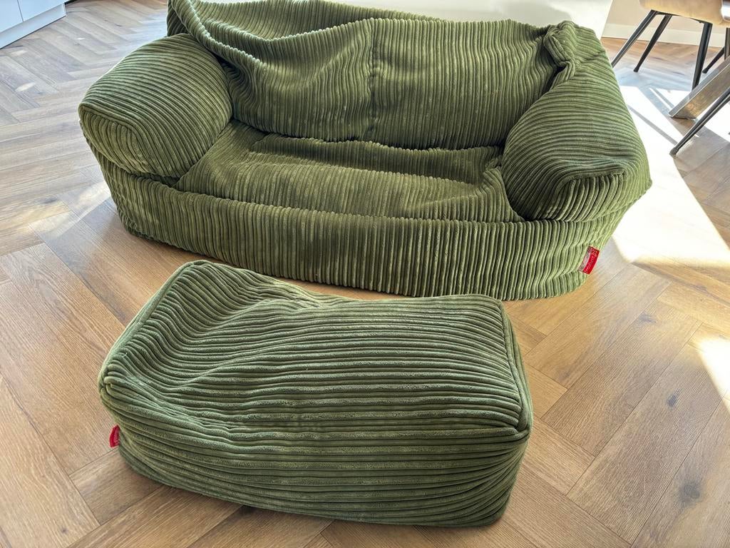 Zitzak bank Josephine Corduroy Mosgroen, Huis en Inrichting, Zitzakken, Ophalen of Verzenden, Gebruikt, Groen, Zitzak