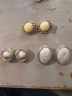 Vintage retro wit goudkleurig oorclips oorbellen clips boho, Sieraden, Tassen en Uiterlijk, Oorbellen, Ophalen of Verzenden, Zo goed als nieuw