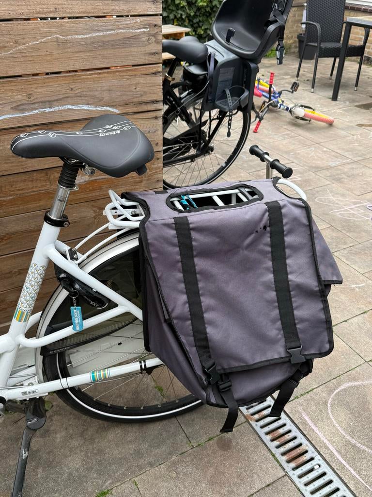 Gazelle Moederfiets met 1 kinderzitje en fietstassen, Dubbele standaard, Ophalen of Verzenden, Gazelle, 1 zitje