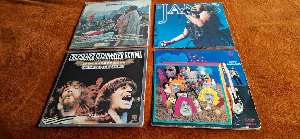 4 Oude Langspeelplaten: Woodstock, Janis Joplin, Cuby, CCR, Ophalen of Verzenden, Gebruikt
