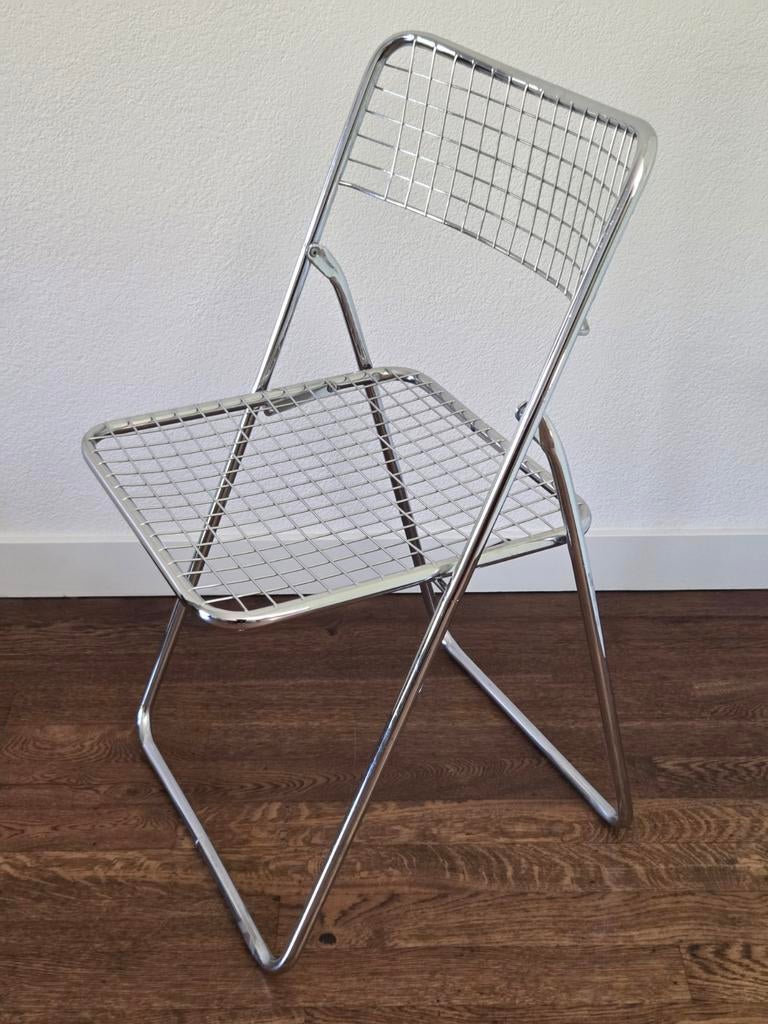 Niels Gammelgaard, klapstoel Ted Net stoel chrome vintage, Ophalen, Overige kleuren, Zo goed als nieuw, Vier