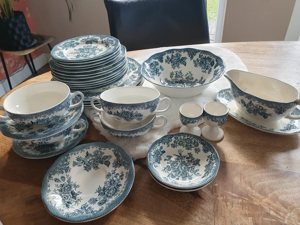 Wedgwood Asiatic Pheasant petrol blue servies, Ophalen