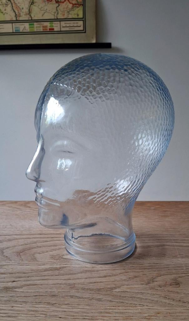 Vintage glazen hoofd voor koptelefoon, hoed of pruik, Ophalen of Verzenden