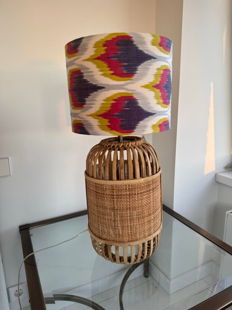Lampenkap zijde ikat stof met print, 25 tot 50 cm, Overige kleuren, Nieuw, Ophalen of Verzenden