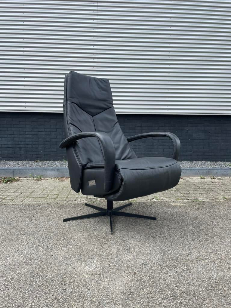 Zwarte elektrische leren relax fauteuil / relax stoel, Huis en Inrichting, Fauteuils, Ophalen, Zo goed als nieuw, Nvt, Nvt