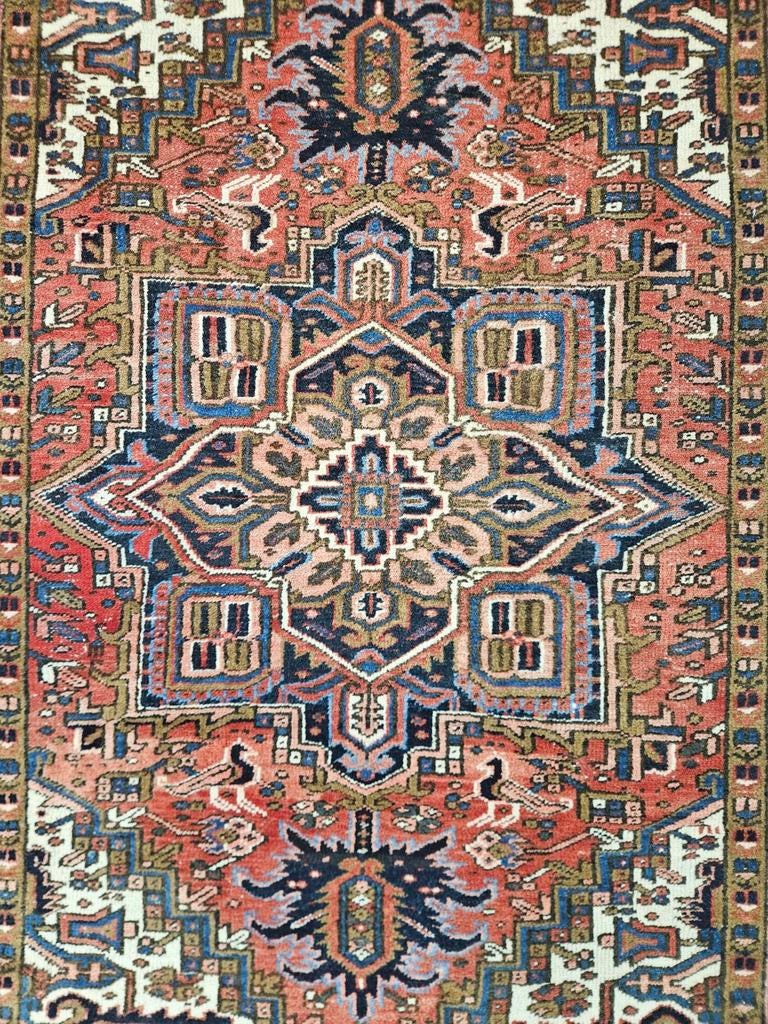 Handgeknoopt Perzisch wol Heriz tapijt medallion 183x288cm, Persian Perzisch vintage oosters hype, Gebruikt, 150 tot 200 cm, 200 cm of meer
