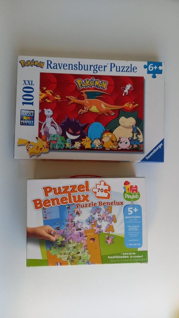 Puzzels: pokemon en benelux, Ophalen of Verzenden, Meer dan 50 stukjes, Zo goed als nieuw, 6 jaar of ouder