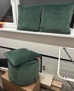 Fatboy velvet set: 1 pouf en 3 square en 1 king pillow, Ophalen of Verzenden, Zo goed als nieuw, Groen, Overige vormen