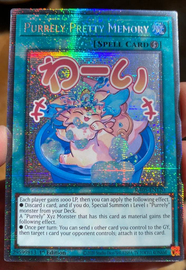Yu-Gi-Oh! Purrely Pretty Memory RA05 1st Starlight Rare !, Hobby en Vrije tijd, Ophalen of Verzenden, Zo goed als nieuw, Losse kaart