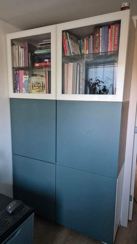Ikea Besta kast met vitrine, Ophalen, 100 tot 150 cm, Zo goed als nieuw, 150 tot 200 cm