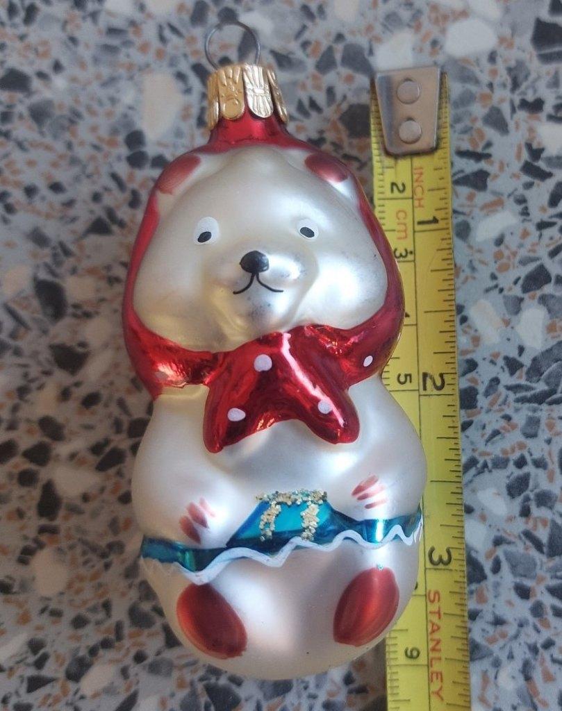 Kerstbal Kerstornament beertje met sjaaltje om, Ophalen of Verzenden, Zo goed als nieuw