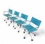 Vintage Italian Dining Chairs by Tito Agnoli for Bonacina, Ophalen, Gebruikt, Blauw, Vier