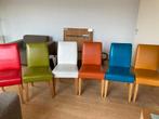 6 kleurrijke ,frisse, leuke eettafel stoelen, Ophalen, Zo goed als nieuw, Overige kleuren, Vijf, Zes of meer stoelen