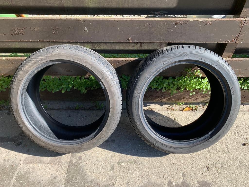 2x Vredestein Quatrac Pro 225-45-18 95Y M+S AllSeason banden, Ophalen, 18 inch, Gebruikt, Banden en Velgen