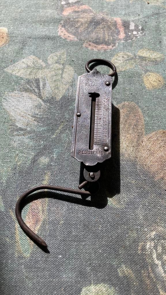 Oude metalen Engelse weeg-unster. Complete hand-weeg-veer, Ophalen of Verzenden