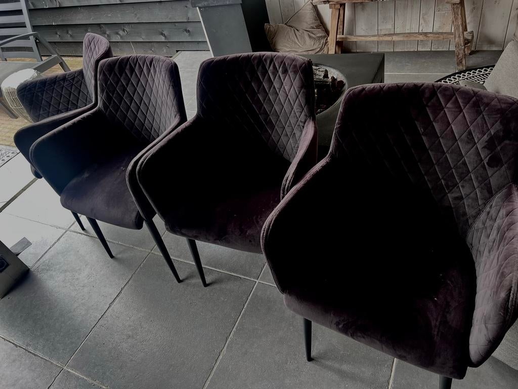 4 eetkamerstoelen, Huis en Inrichting, Stoelen, Gebruikt, Zwart, Ophalen of Verzenden, Vier