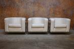 ZGANieuw 3 witte leren Zanotta Onda design fauteuils, Huis en Inrichting, 75 tot 100 cm, Ophalen of Verzenden, Zo goed als nieuw