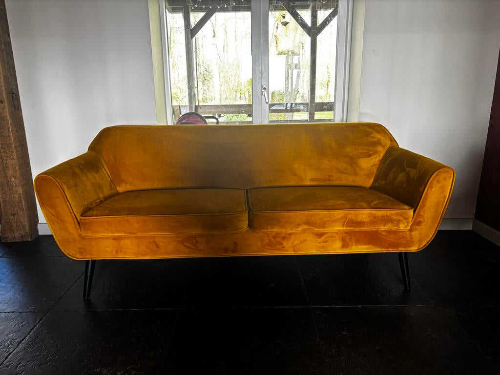 Woood Rocco bank oker geel 187 cm, Huis en Inrichting, Ophalen, Gebruikt, 150 tot 200 cm, Driepersoons