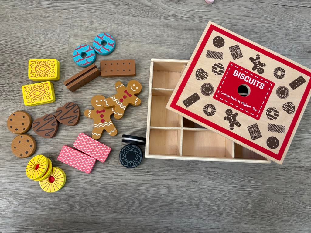 Bigjigs houten koekjes in doos ( Box of Biscuits), Ophalen of Verzenden, Zo goed als nieuw