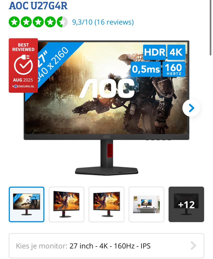 Monitor aoc 160 hz, Ophalen of Verzenden, Zo goed als nieuw, Full HD, IPS